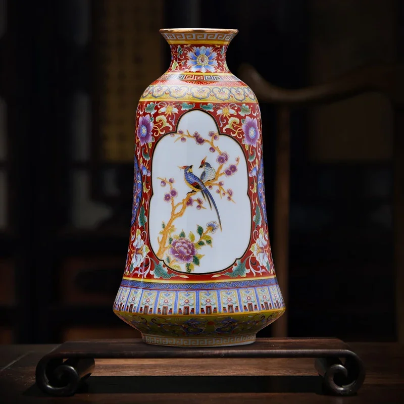 

Ceramic vase ornament antique enamel colored porcelain vase flower arrangement creative home living room decoration
