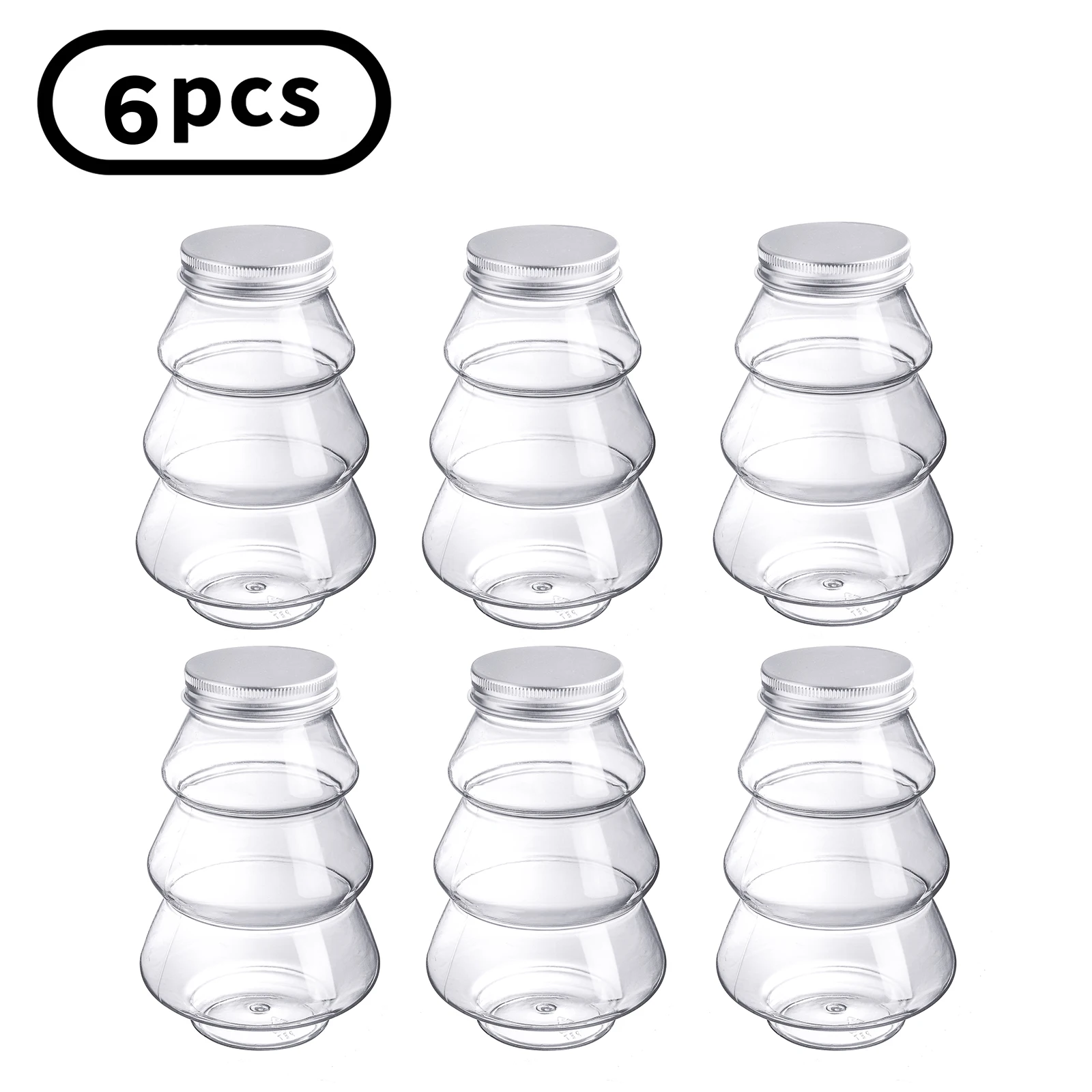 

6Pcs Clear Christmas Tree Candy Jar Snack Cookies Sealed Bottles Christmas Decoration Bottles Storing Chocolate Packaging Boxes