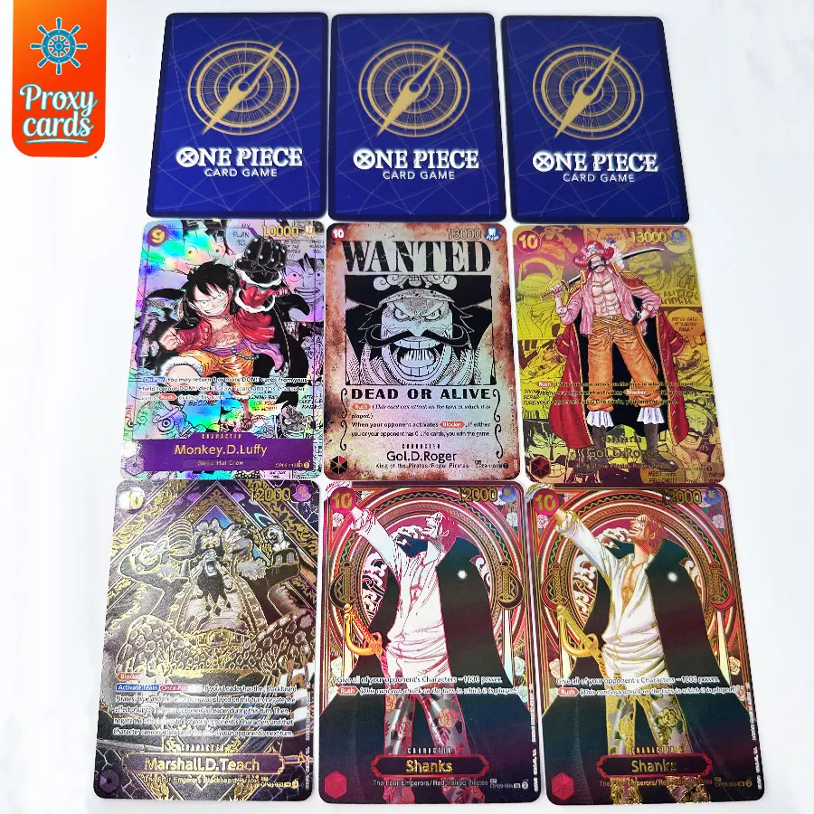 One Piece TCG OP09 Rare Proxy Cards Shanks Gol D Roger Blackbeard Monkey D Luffy Manga Refractive Flash Collectible Anime Cards view 2