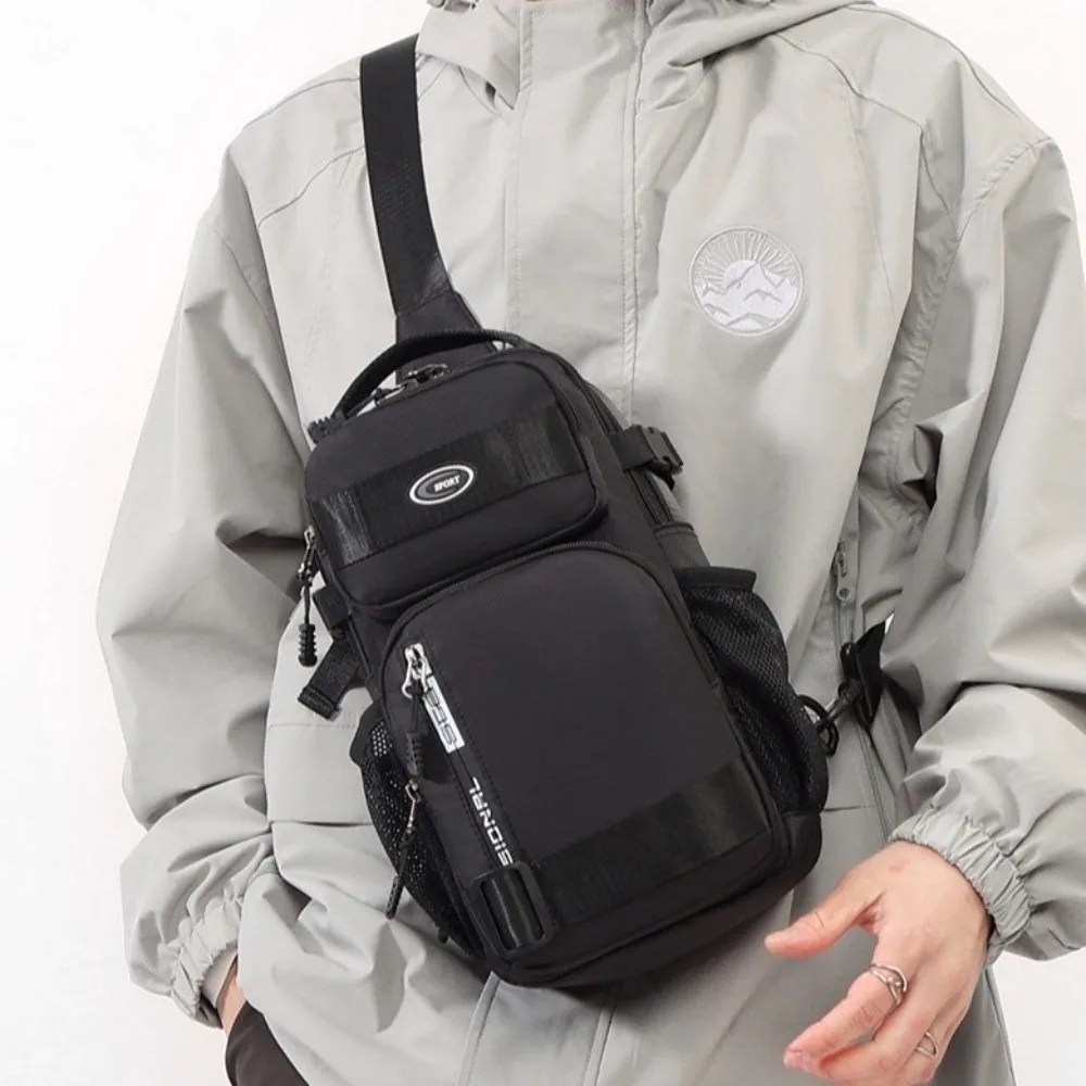 

Мужская нагрудная сумка из ткани Оксфорд, большая вместительная многофункциональная спортивная сумка для сообщений, однотонная сумка через плечо на молнии, дорожная сумка