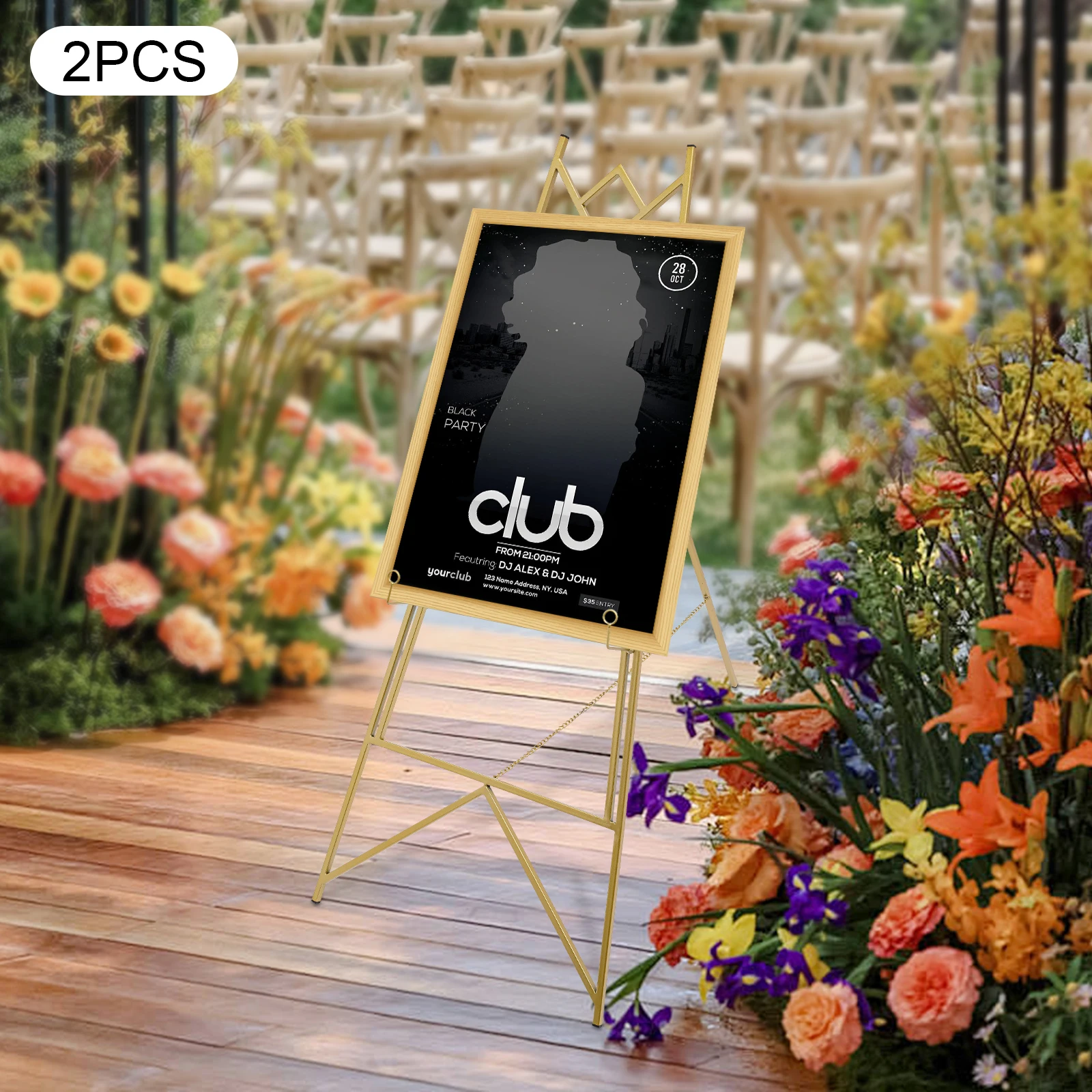 Imagem -04 - Ouro Cavalete Tripé para Casamento Poster Stand Bem-vindo Frame Display 48x110cm Pcs