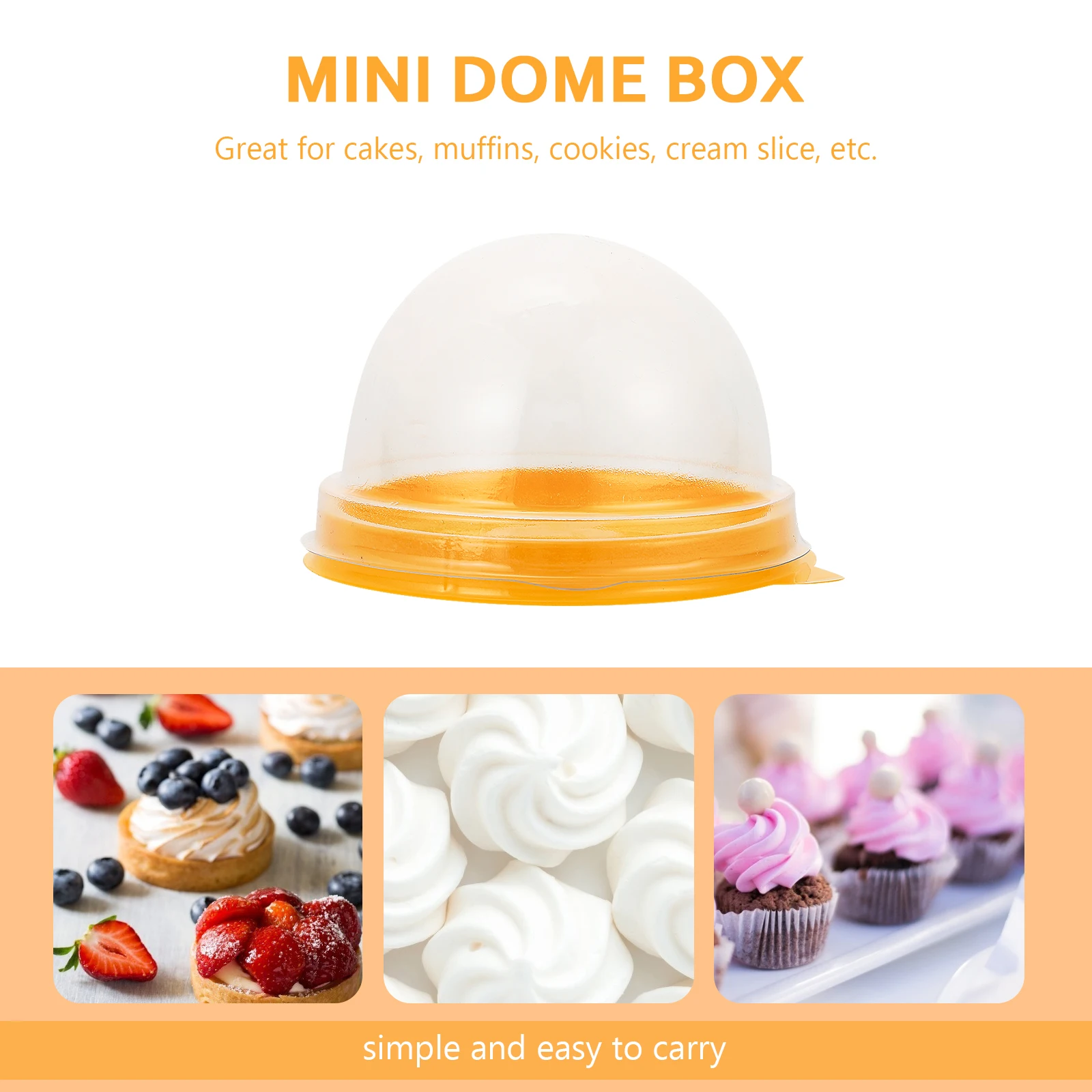 

Plastic Round Mini Cake Boxes Small Transparent Containers Golden Color Food Storage Boxes for Bakery Shop Dessert Packaging