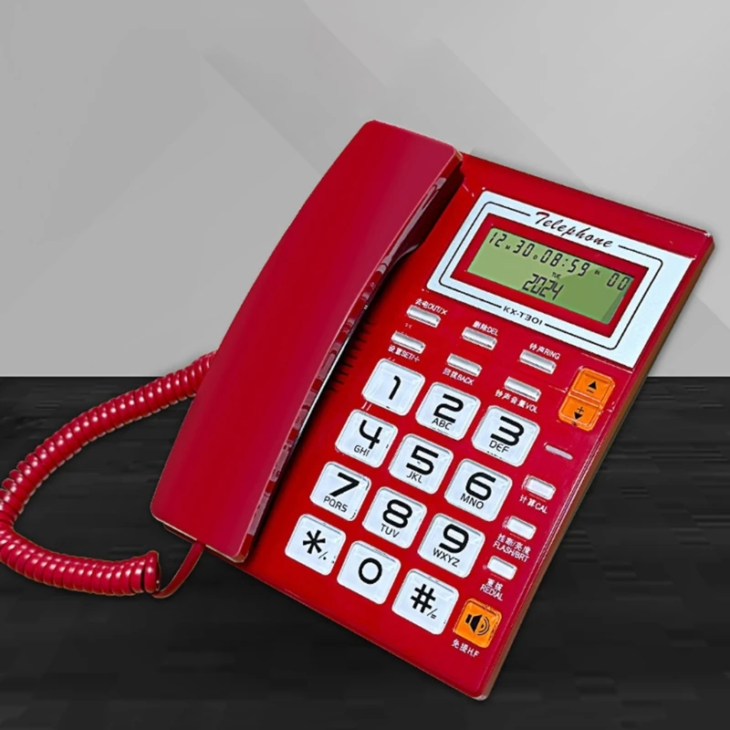 유선 유선 전화 사무실 프론트 데스크용 LCD 디스플레이가 있는 큰 버튼 가정용 비즈니스 데스크탑 유선 전화