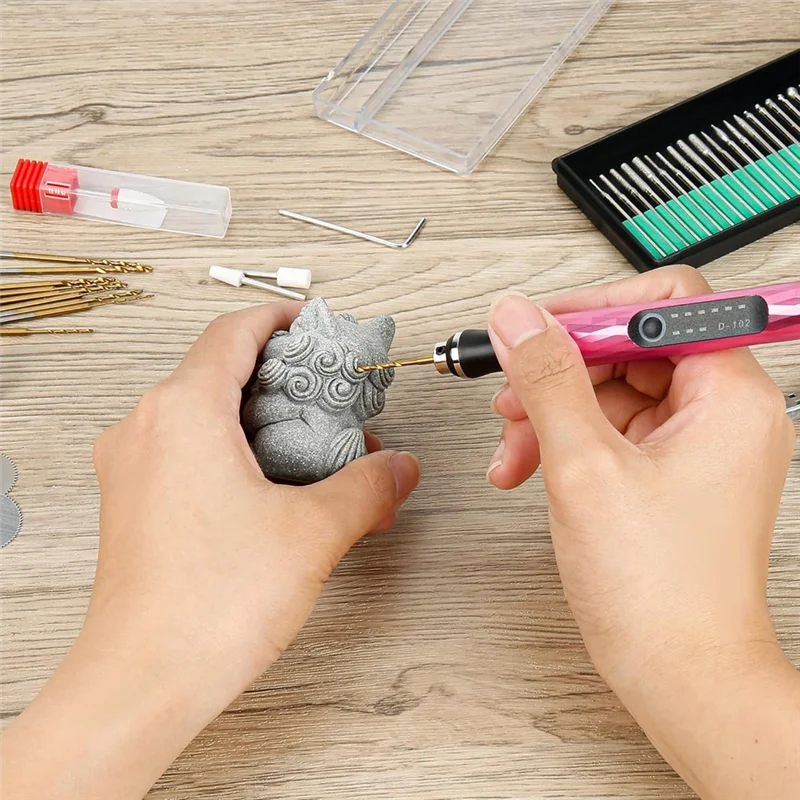 A84X-ปากกาแกะสลักไฟฟ้า การตั้งค่าความเร็ว 3 ระดับ การป้องกันการโอเวอร์โหลดสำหรับไม้ โลหะ แก้ว สำหรับผู้เริ่มต้น