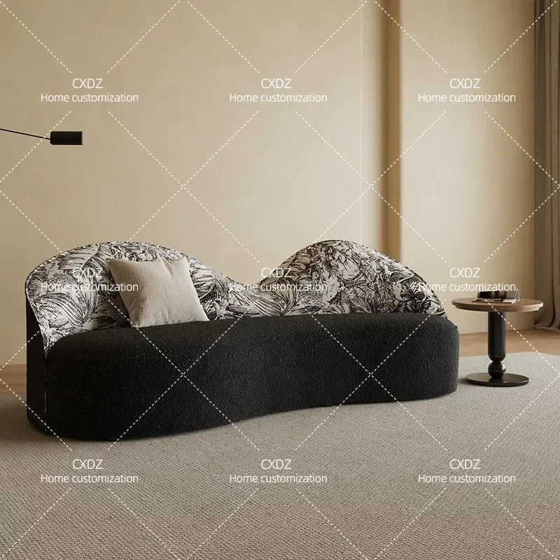 Retro Curved Sofa Modern Simple Light Luxury Living Room Furniture Small Apartment Beauty Salon Rest Area Negotiation