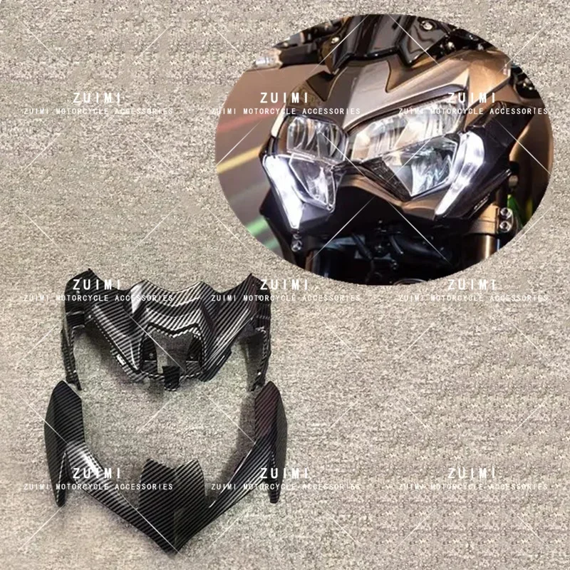 

2X Carbon Fiber Paint Front Headlight Cowl Nose Fairing Kit Fit For Kawasaki Z900 Z 900 2020-2021-2022-2023 protective plate Z