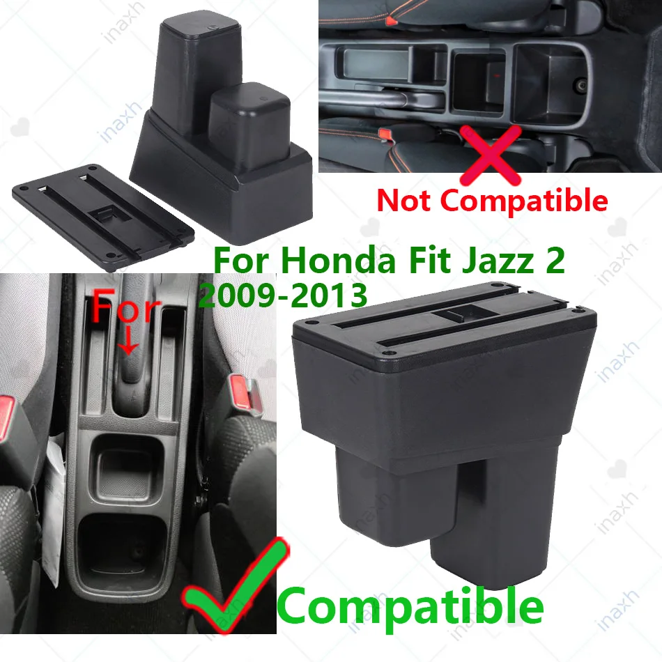 For Honda Jazz Armrest box For Honda Fit Jazz 2 Car Armrest 2008-2013 2009 2010 2011 2012 Arm Storage box car accessories