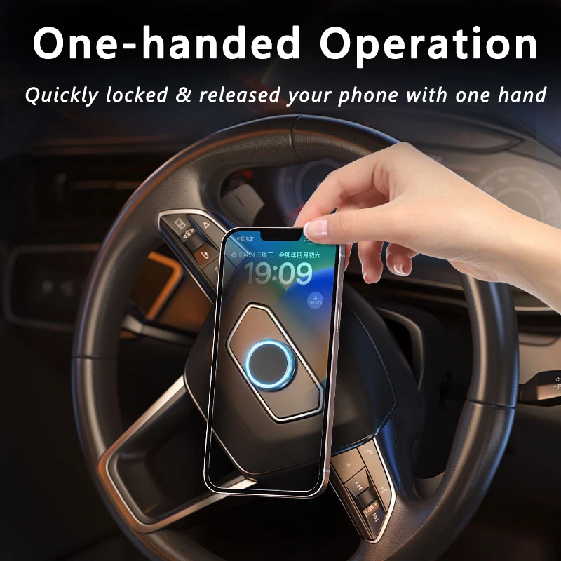 Magnetic Round Car Phone Holder Steering Wheel Phone Stand Mount Rotatable Fixed Bracket Support GPS for Xiaomi Iphone Samsung