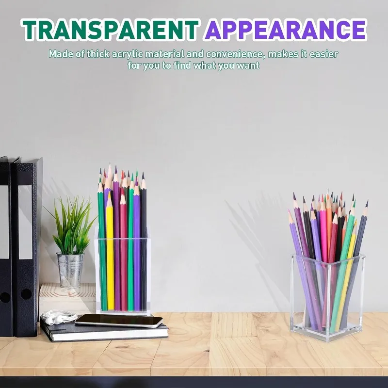 12pcs Clear Acrylic Makeup Brush Storage Holders Organizer Office School Transparent Pen Pencil Cups&Dressing Table Brush Holder