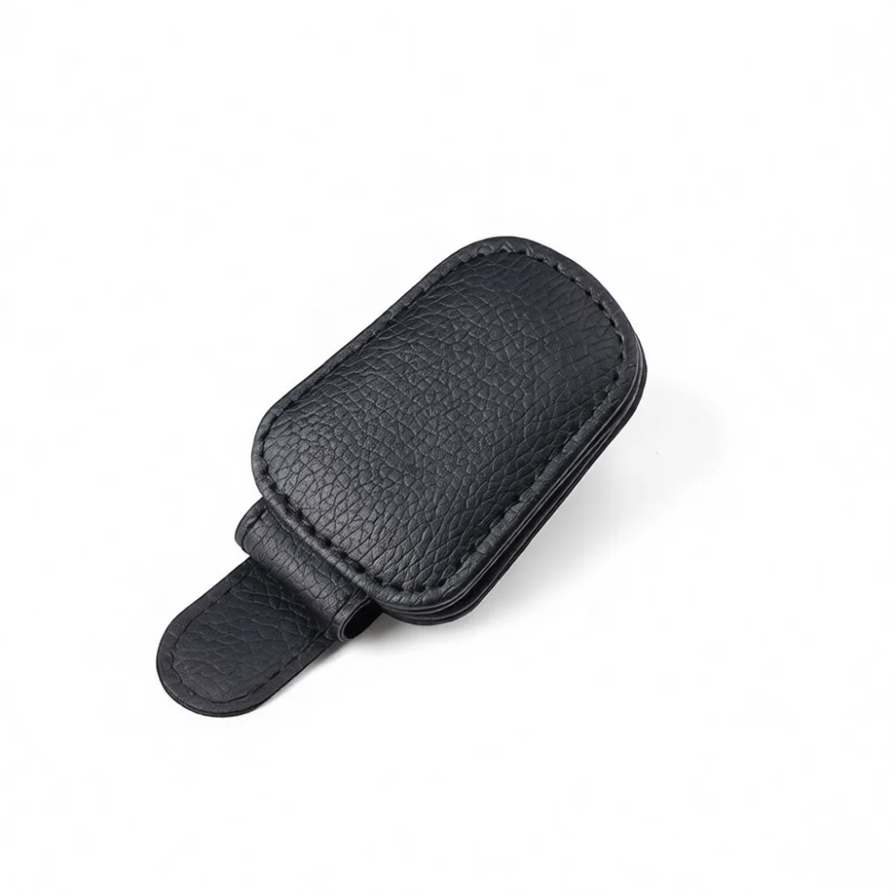 High Quality Car Sun Visor Glasses Clip PU Leather Sunglass Organizer Mount Durable Eyewear Storage For Card Tickets