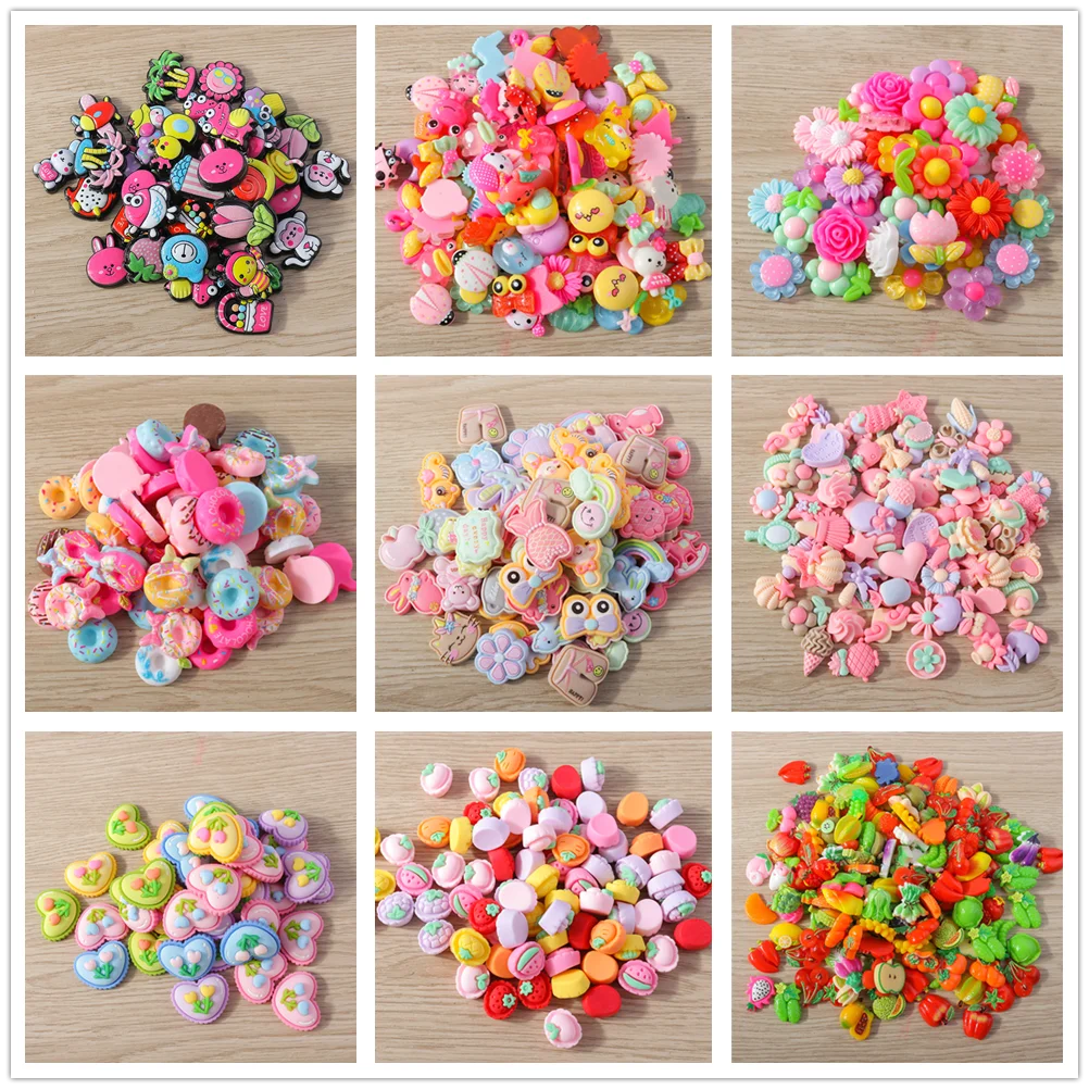 Tusember 15 Stück Niedliche Gemischte Tier-, Obst- und Blumen-Charms aus Acrylharz mit Flacher Rückseite für DIY Nagelkunst und Handyhüllen-Dekoration – Detail 1