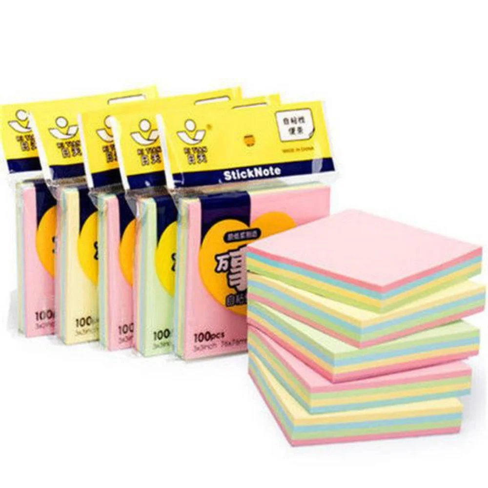 STONEGO-Bloc-notes multicolore, autocollant, papier, bureau, papeterie, liberté, poche, bloc-notes, notes autocollantes, 100