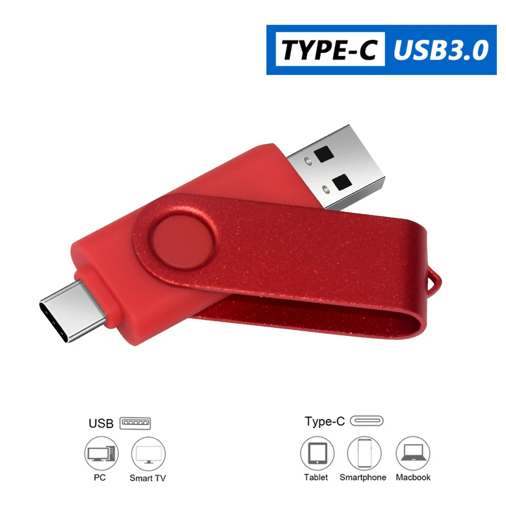 High Speed OTG USB 3.0 Flash Drives, Pendrive impermeável, 64GB, 128GB, Pen Drive para Tipo-C, Android, Armazenamento externo, 256GB, 512GB