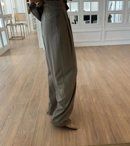European and American Fashion Casual Set, V-neck Design Sense, Saistcoat, Sigh-waisted Women's suit And Long Pants Wwo-piece Set