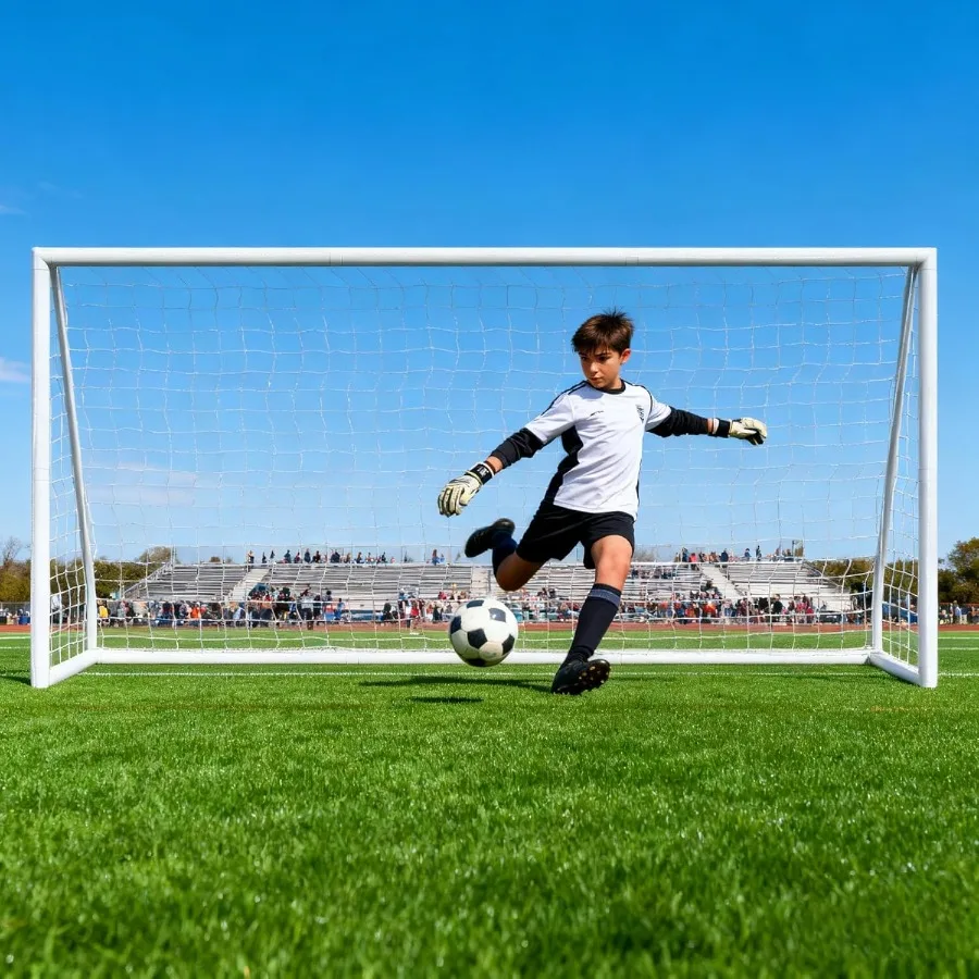 ประตูฟุตบอลแบบพกพาสำหรับฝึกซ้อมในสวนหลังบ้าน: ขนาด 12x6 ฟุต 10x6.5 ฟุต และ 8x5 ฟุต ปรับขนาดได้สำหรับผู้ใหญ่ น้ำหนักเบาและทนทาน