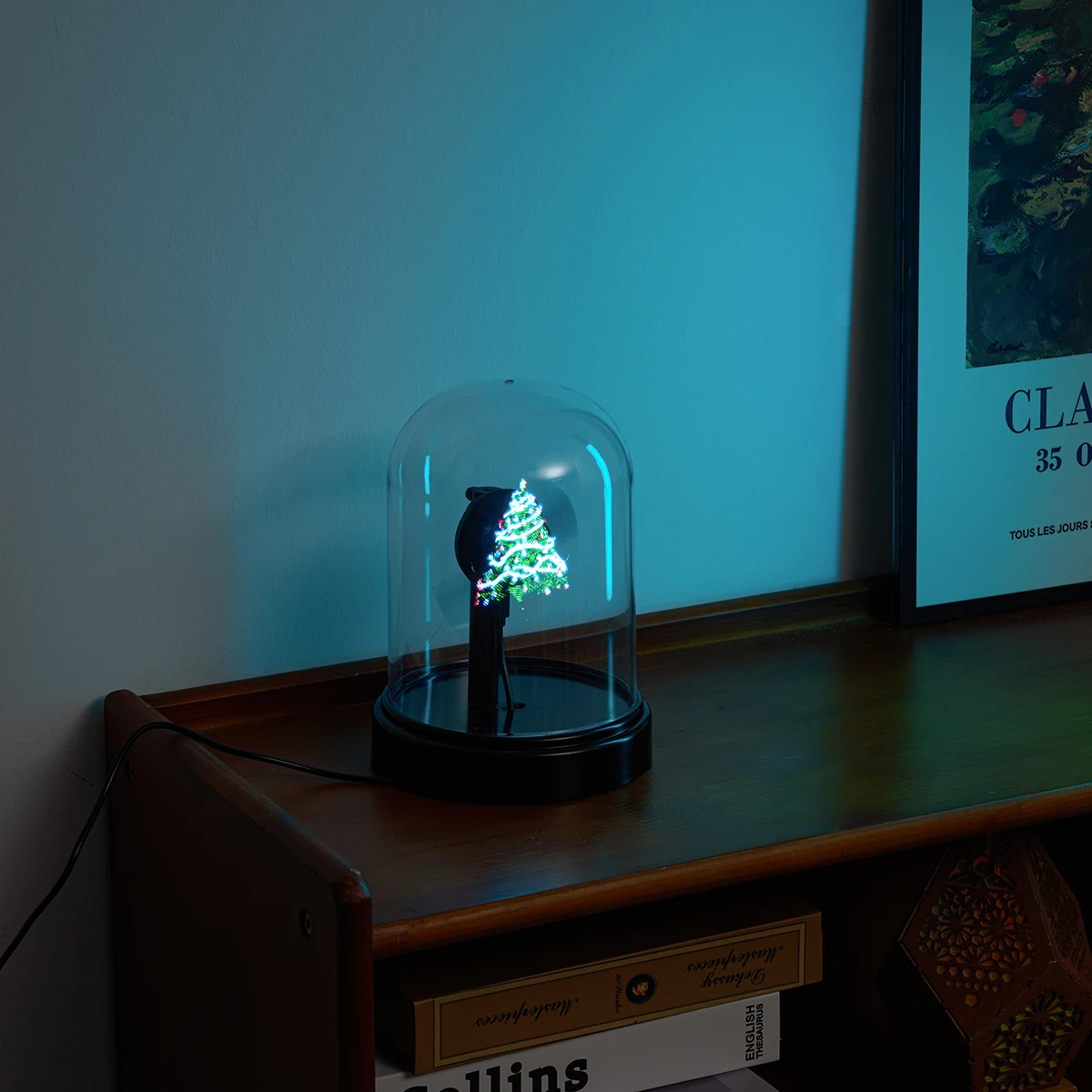 جهاز عرض مروحة ثلاثية الأبعاد ثلاثي الأبعاد مع شاشة LED وغطاء، دوار فيديو ثلاثي الأبعاد محمول مقاس 14 سم لحفلات العطلات والهالوين والكري #3