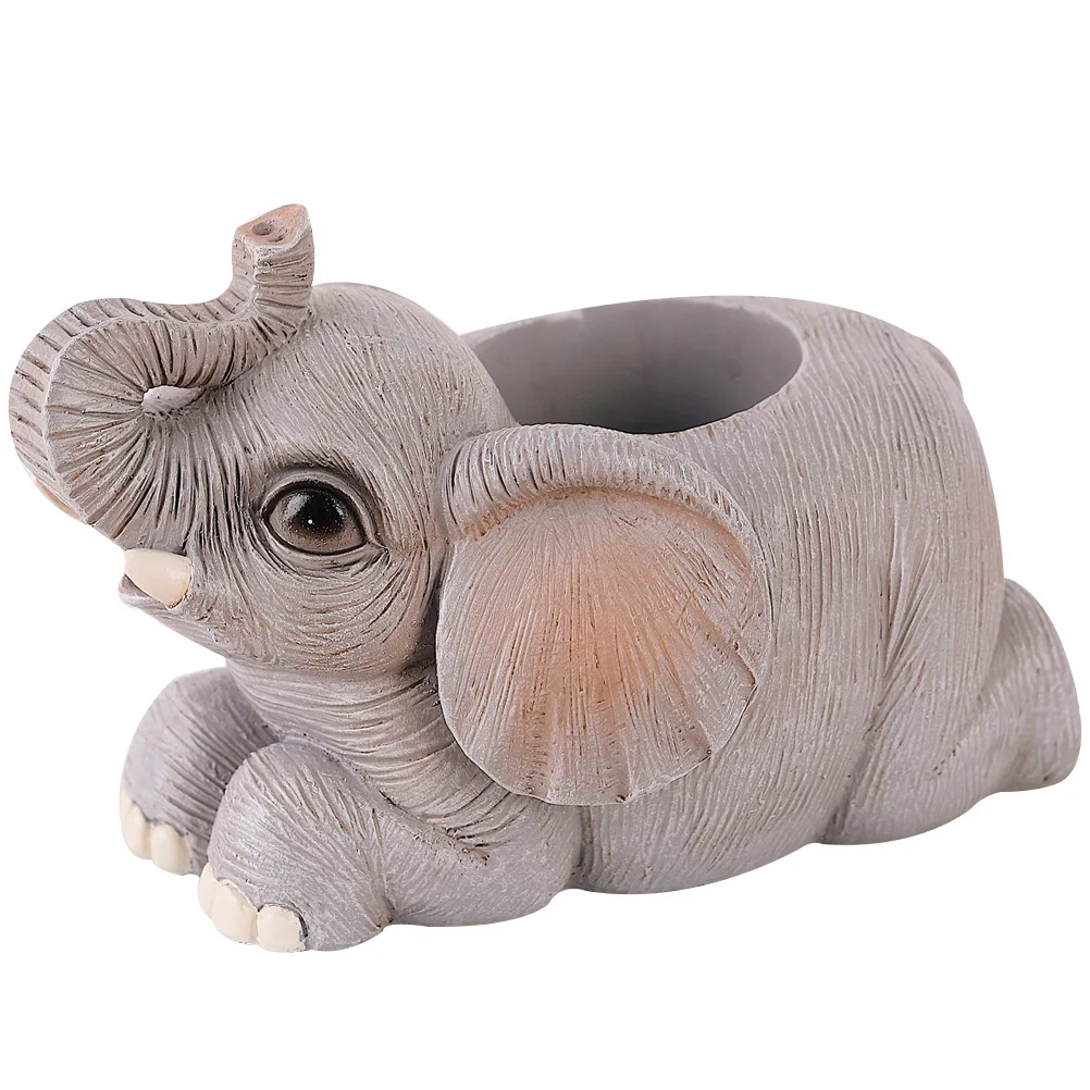 

Elephant Pen Resin Desk Organizer Pencil Storage Cute Statue Home Elephant Figurines Office Decor Portable Lightweight