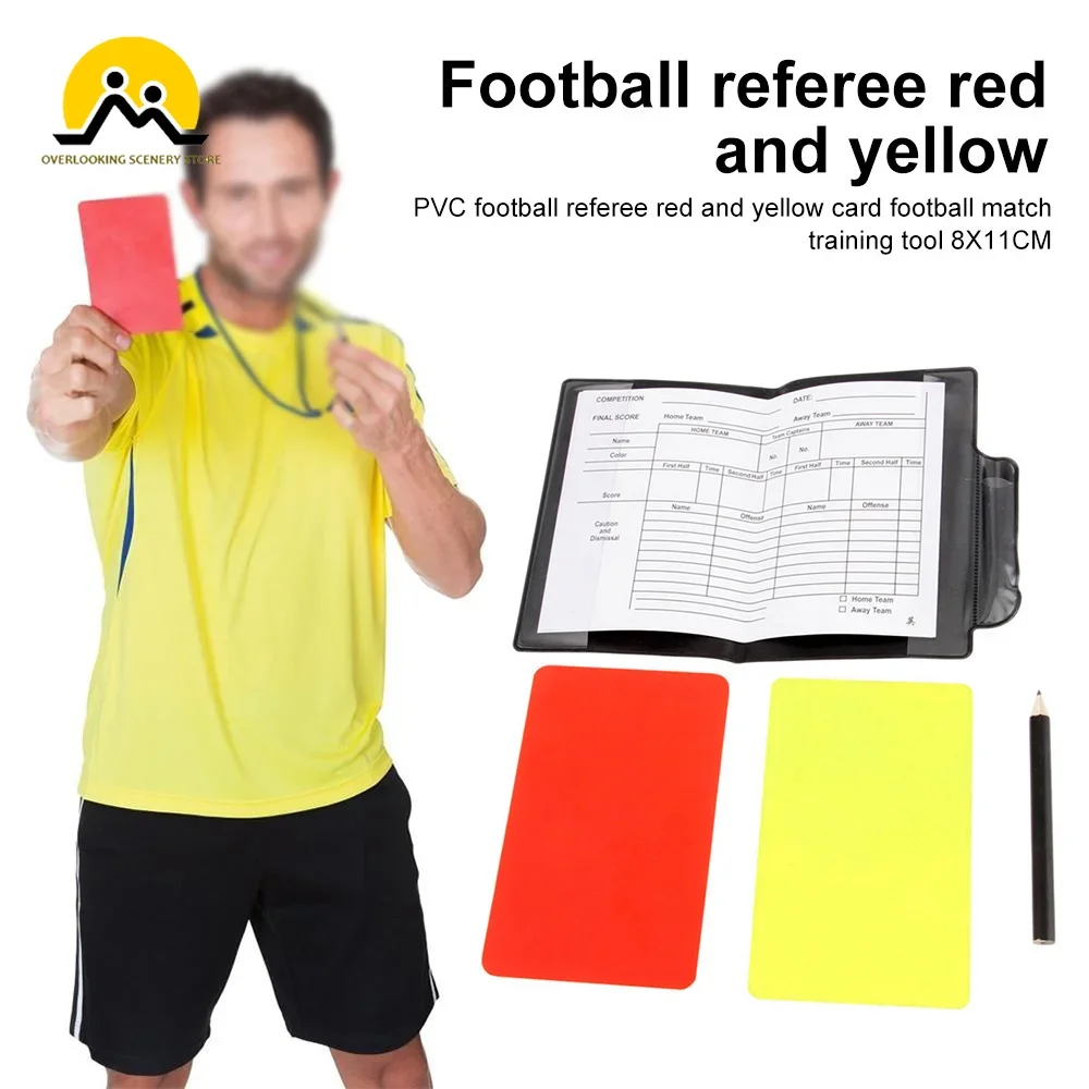 1 conjunto de cartões de árbitro de futebol carteira notebook com cartão vermelho e cartão amarelo útil ferramenta de árbitro folhas de pontuação notebook