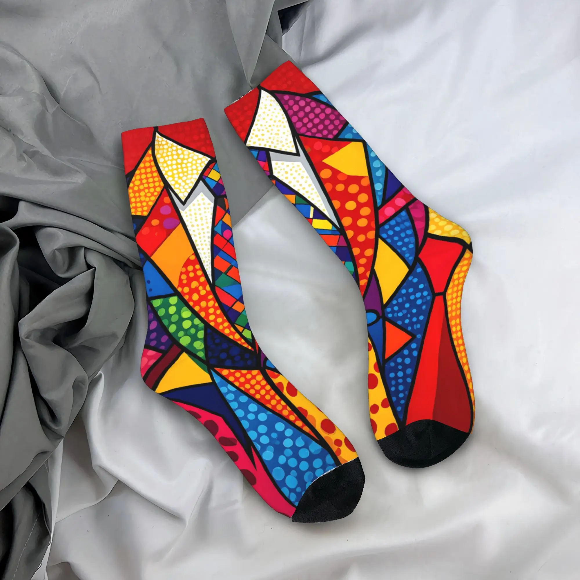 Geometric Suit Pop Art Socks  Pattern Stockings Non-Slip Couple Socks Breathable Spring Elegant Climbing Socks