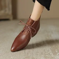 2024 Winter New British Style Lace-up Women's Boots Women's Casual Moccasins