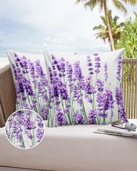 2/4PCS Outdoor Garden Chair Waterproof Cushion Cover Lavender Plant Flowers Purple White Home Decor 40/45/50/60/66cm Pillow Case