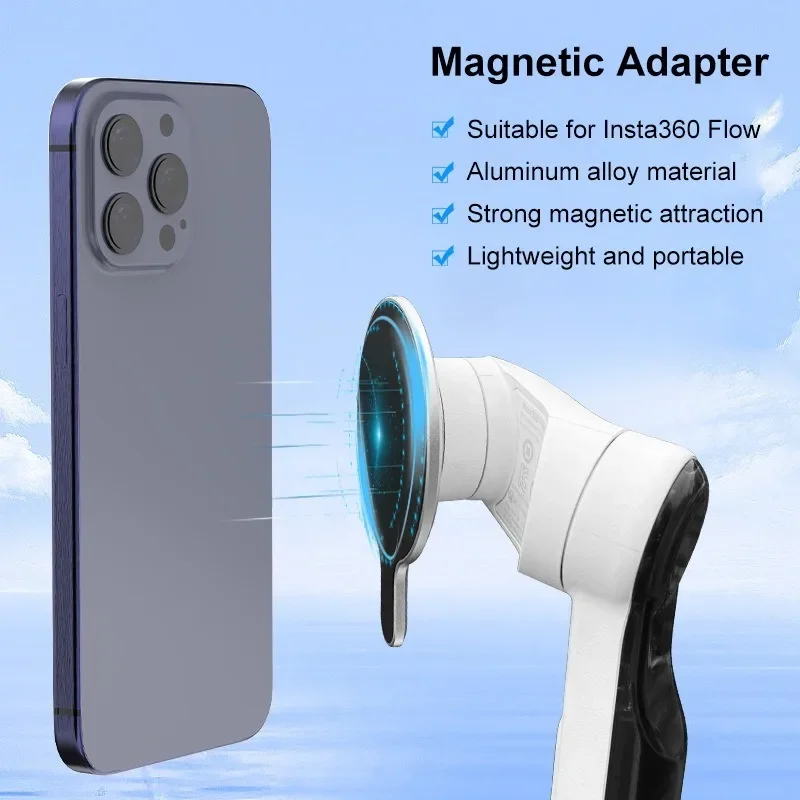 Magnetic Adapter For Insta360 Flow 360° Rotation Gimbal Magnetic Attraction for magsafe Cellphone Action Camera Accessorie