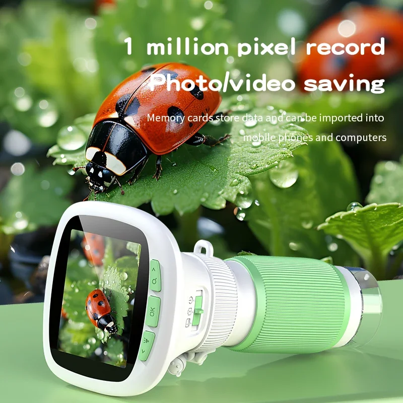 

Kids Handheld Microscope with Rotating Focus and 2.4-inch High-definition Screen for Outdoor 1000x Children's Science Microscope