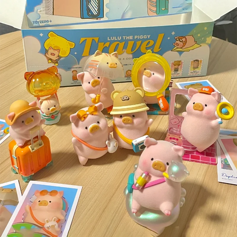 LULU Pig Travel Blind Box Super Cute Cartoon Mystery box decorated doll surprise bag Child Girl birthday gift desk decorated toy