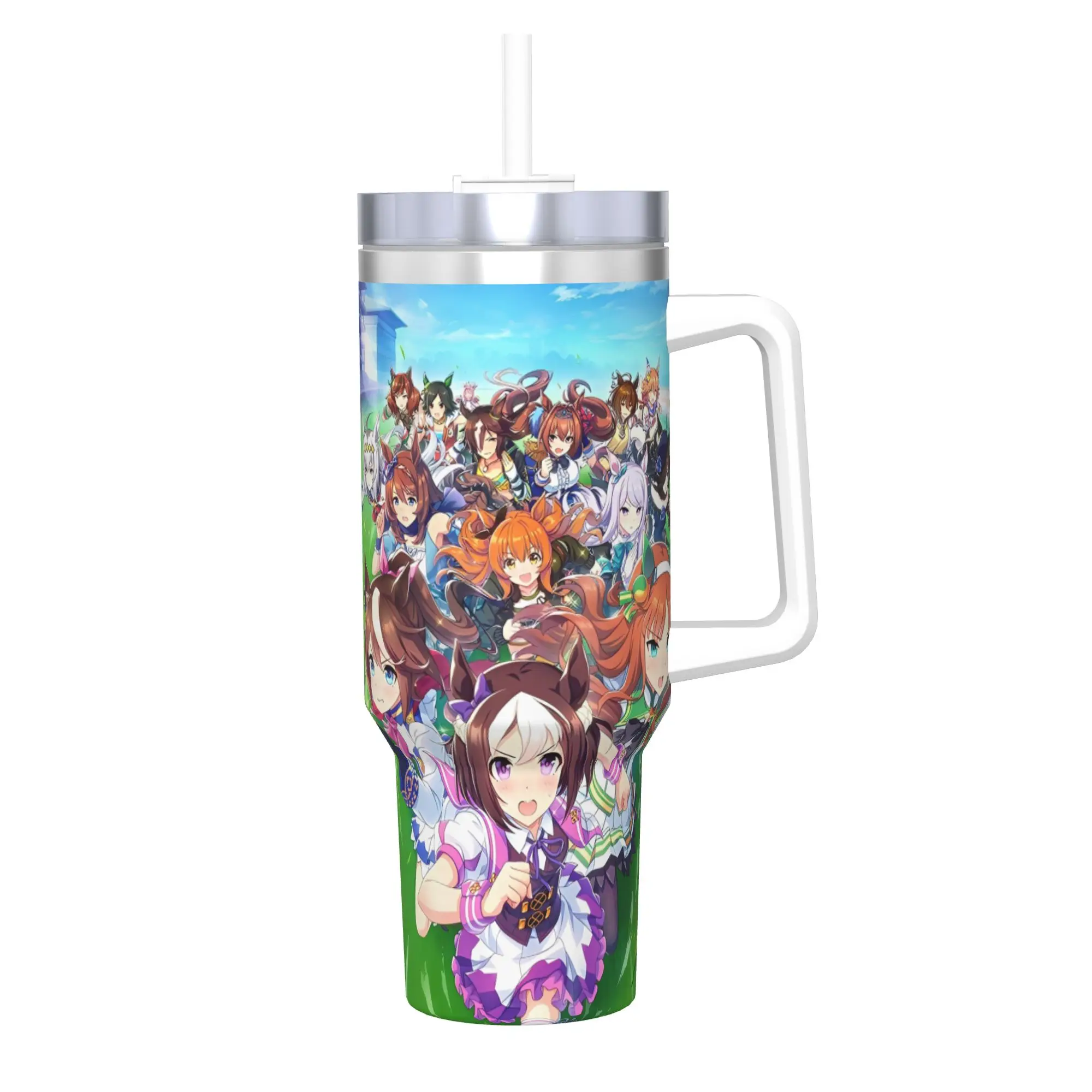 

Umamusume anime Tumbler With Straw Stainless Steel Tumblers Mug Double Wall Vacuum Insulated for Cold Or Hot 40oz