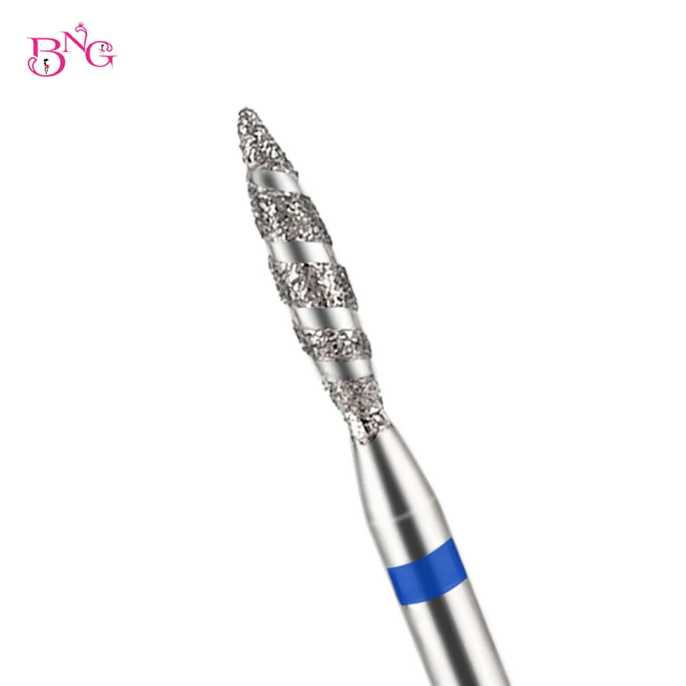 BNG Diamond Nail Bits Tornado Flame Cuticle Drill Bit 3/32" Manicure Cutter Rotary Burr Drill Accessories Spiral Nail Mills Tool