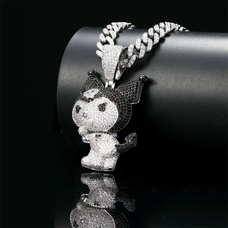 

Hip Hop Cubic Zircon Little Devil Pendant With Iced Out Miami Cuban Chain Necklace For Men Women Fashion Designer Jewelry