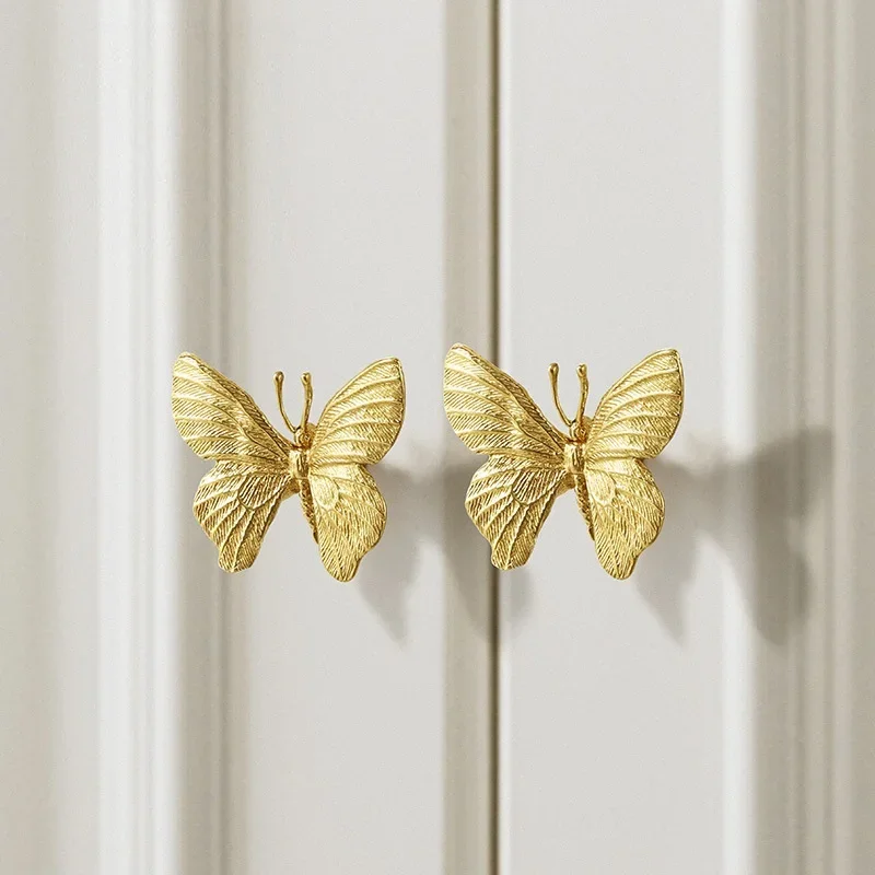 Fashion Creativity Butterfly Brass Cabinet Handles - Light luxury Wardrobe Door Pulls,Children's Room Copper Drawer Knobs - Image 4