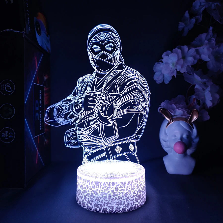 Mortal Kombat 11 Figurine 3D Visual Nightlight Cool Gamer Setup Decoration for Friends Birthday Gift Creative Present for Kids