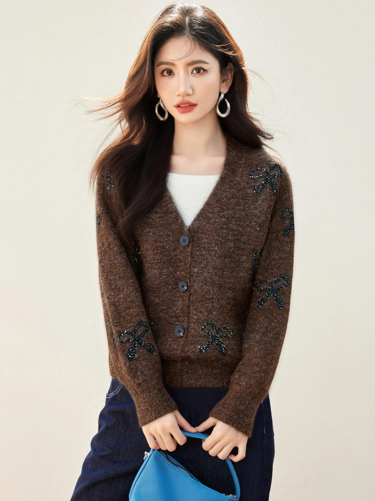 سترة نسائية مفتوحة بصدر واحد ورقبة على شكل حرف v وأكمام طويلة فضفاضة ومتينة ومتعددة الاستخدامات سترة خارجية جديدة أنيقة للخريف والشتاء #4