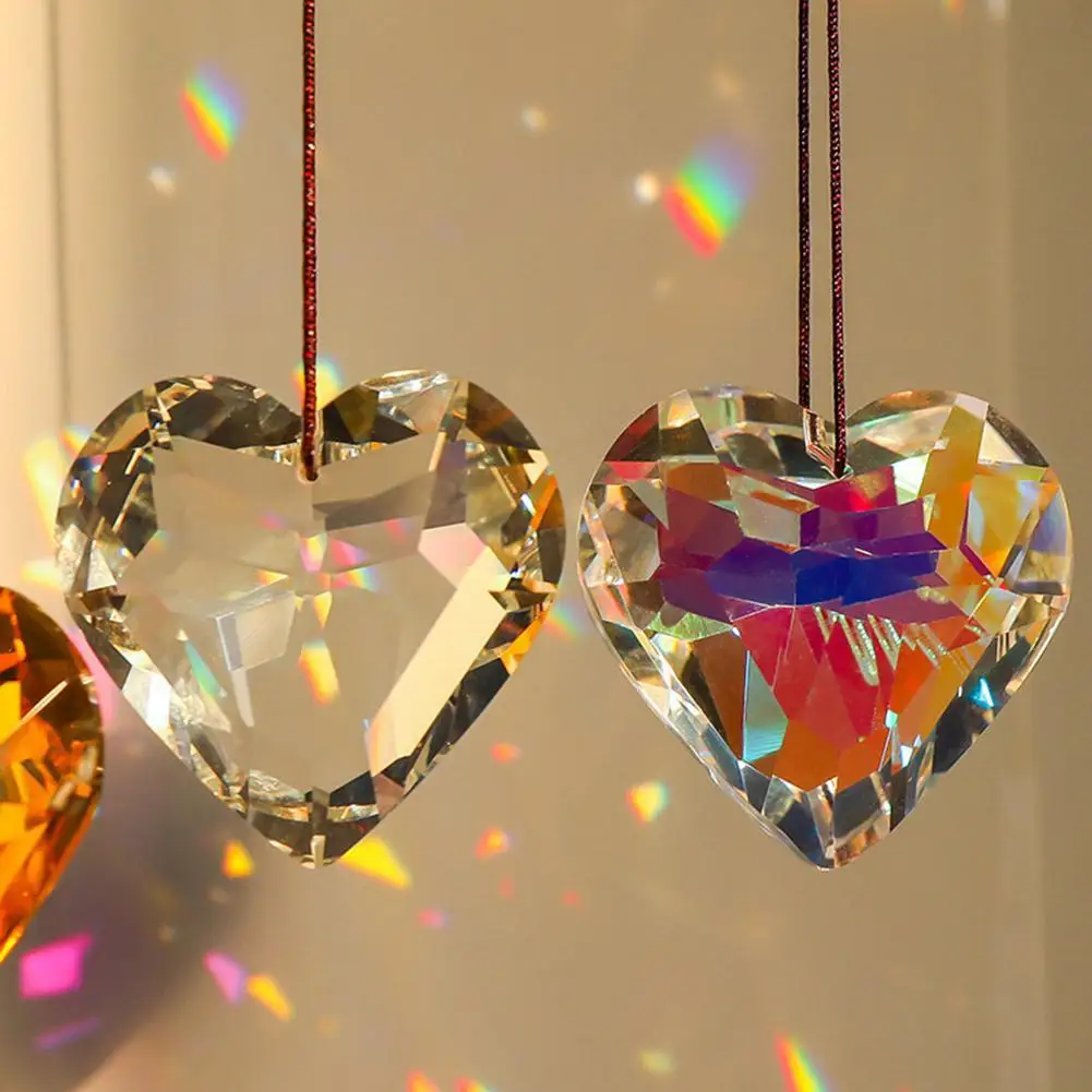 Hanging Heart Clear Crystal Lighting lampada a sospensione con ornamento prisma a cuore arcobaleno Sun Catcher Home Wedding Party Decoration Decor