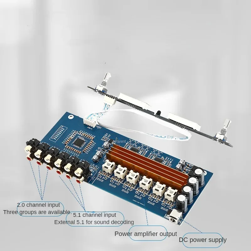 TPA3116 5.1 channel HIFI High power digital remote control volume   amplifier board QCC3034 Bluetooth 5.1APTX