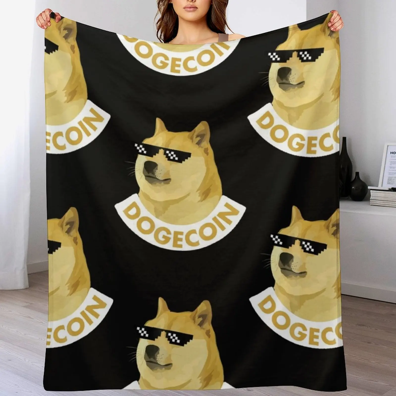 

Dogecoin Cool Throw Blanket Outdoor Soft Blanket for Picnic Beach Camping