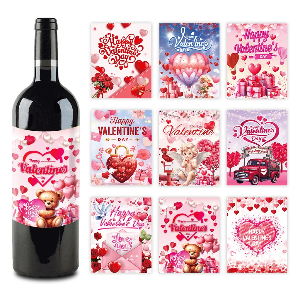 Valentine's Day Wine Bottle Label Sticker Set Be My Valentine Wine Bottle Decor Valentine's Day Party Supplies Gift for Lover