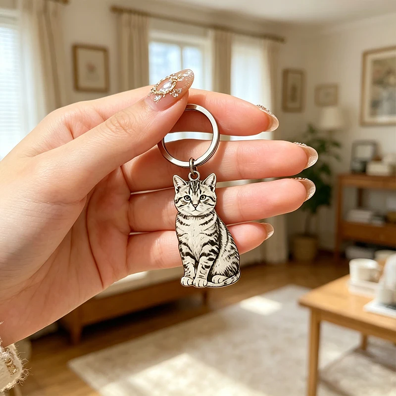 Custom Pet Photo Keychain Custom Dog Cat Memorial Keyring Personalized Stainless Steel Pet Loss Souvenir Memorial Gifts For Mon
