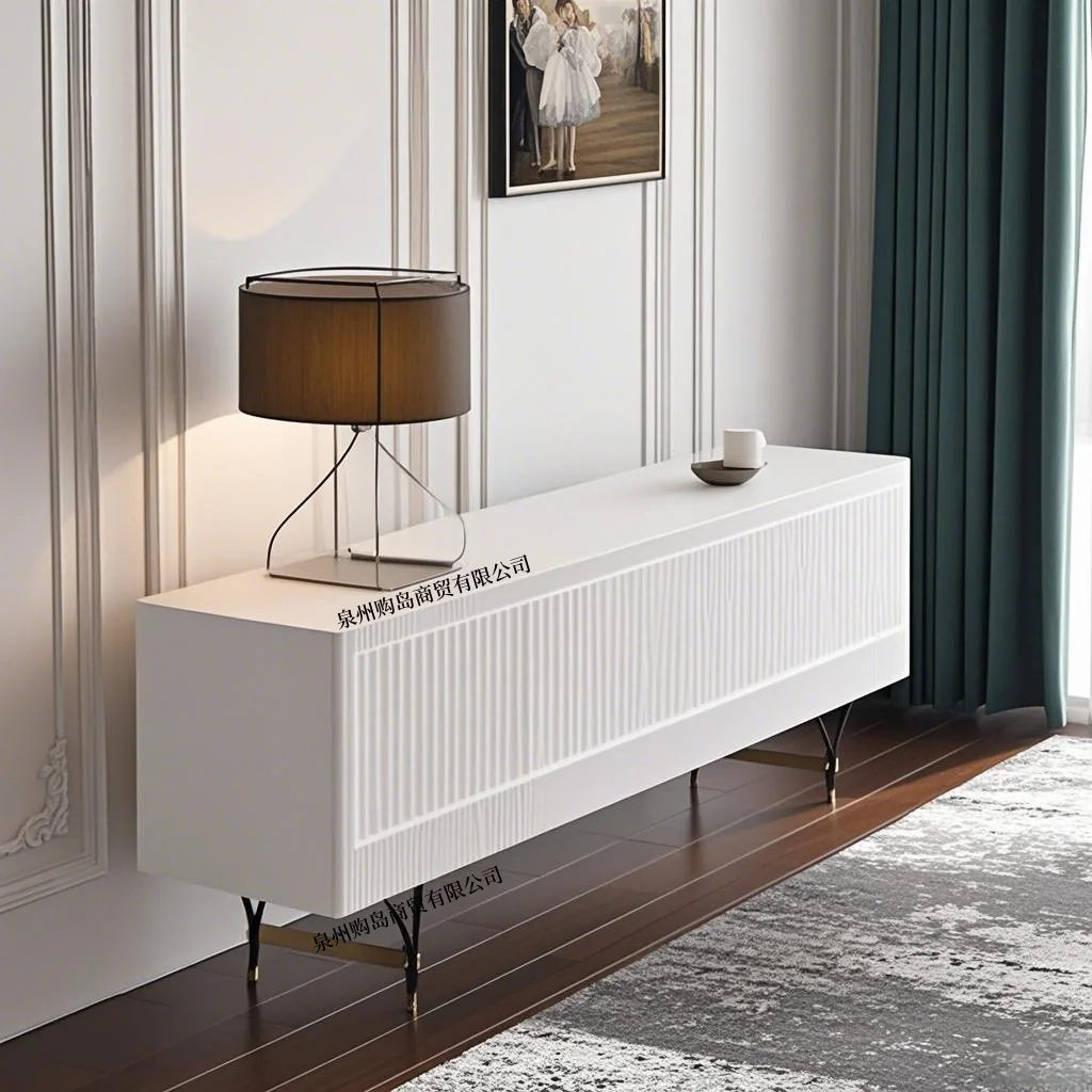 Nordic paint Italian light luxury simple living room TV cabinet coffee table combination