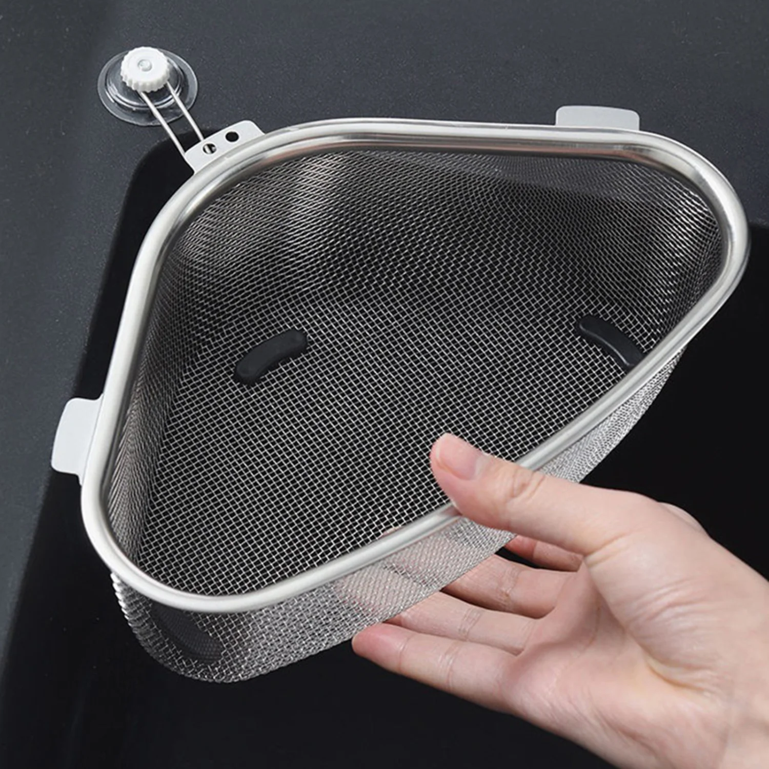 1pc Stainless Steel Triangle Kitchen Sink Drain Basket - Food Catcher Strainer for Vegetable, Fruits, and Kitchen Waste - Rust-R