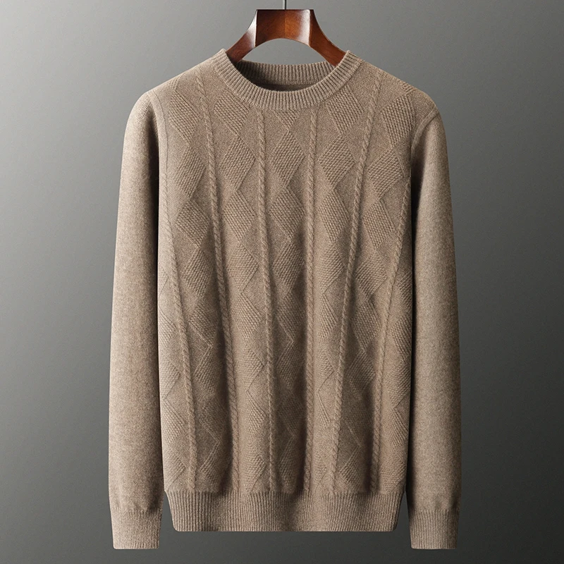 

Thicker Sweaters High Stretch Knitted 100% Cashmere Soft Warm Men Pullovers 2023 Winter Male Fashion Loose Casual Tops DX01