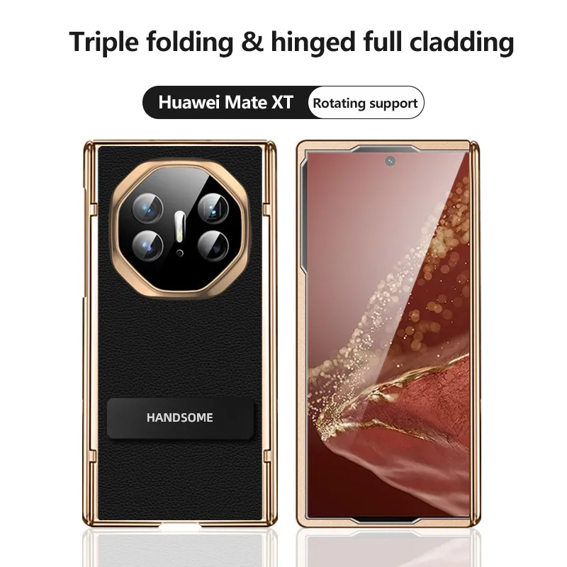 Funda de teléfono móvil para Huawei Mate XT Ultimate, funda a prueba de golpes con soporte fantasma galvanizado transparente