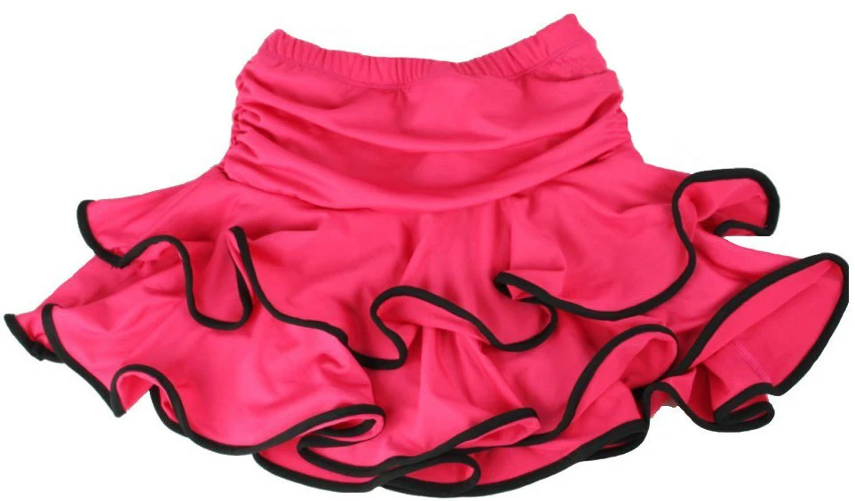 Falda de baile latino para niñas, 12 diseños, vestido de baile Samba Chacha en el interior con pantalones cortos, minifalda para niños