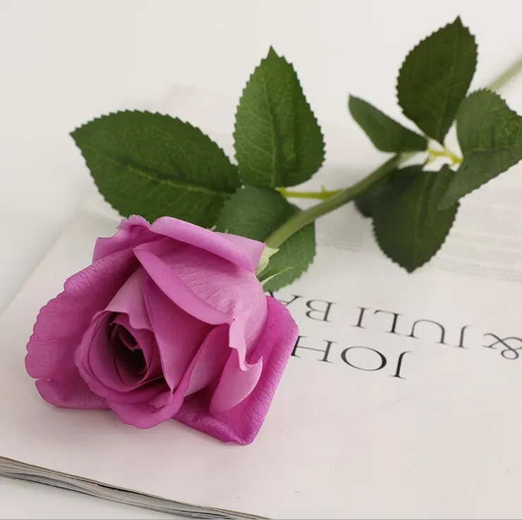 Artificial Roses Branch Latex Fake Flowers True Touch Moisturizing Simulation Red Rose Wedding Floral Balcony Garden Decoration