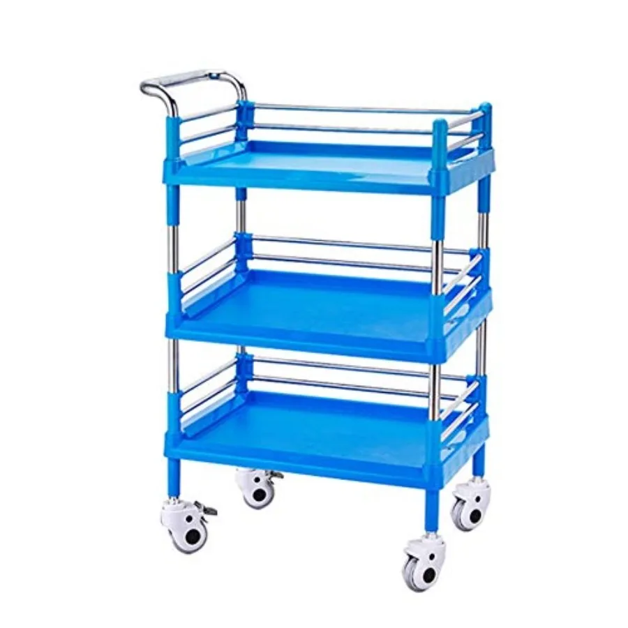 

Multifunctional Utility Cart Service Storage Trolley Beauty Utility Cart 3 Tier Hotel Catering Cart with Handle, Plastic Cleani