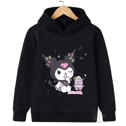 Hello Kitty Kuromi cartoon boys and girls 3-14 years old kawaii street casual sweatshirt children's outdoor sports hoodie