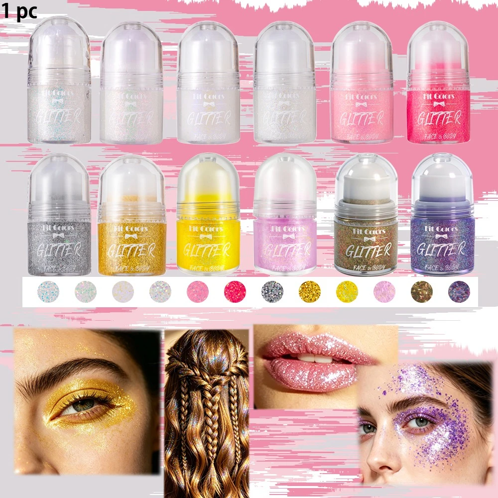 Shimmer Body Glitter Stick - Long-Lasting Non-Sticky Jelly Texture, Sparkling Finish for Face, Hair & Festival Makeup
