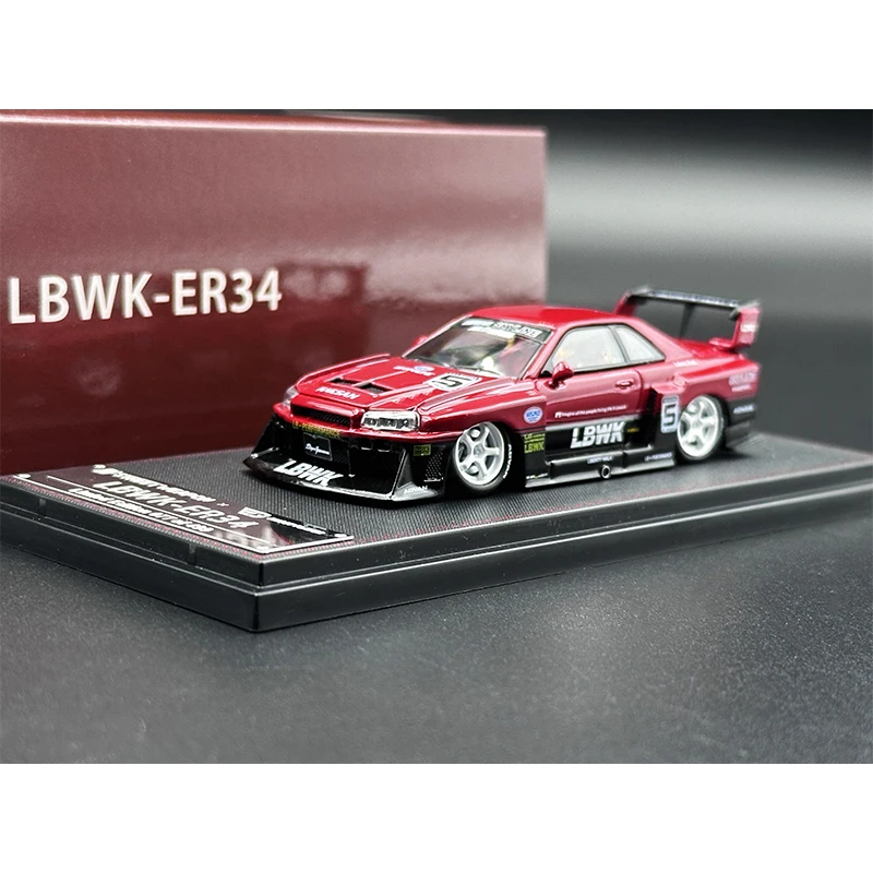 SW In Stock 1:64 Skyline GTR ER34 Super Silhouette Opened Hood Diecast Diorama Car Model Collection Miniature Street Weapon