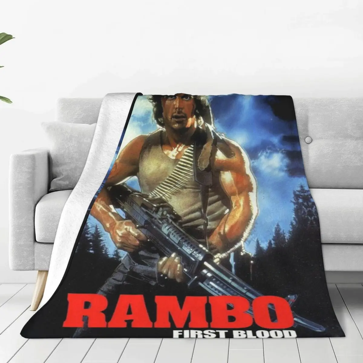 Rambo First Blood Flannel Blanket Quality Soft Warm Shooting Movie Bedding Throws Spring Couch Chair Sofa Bed Pattern Bedspread